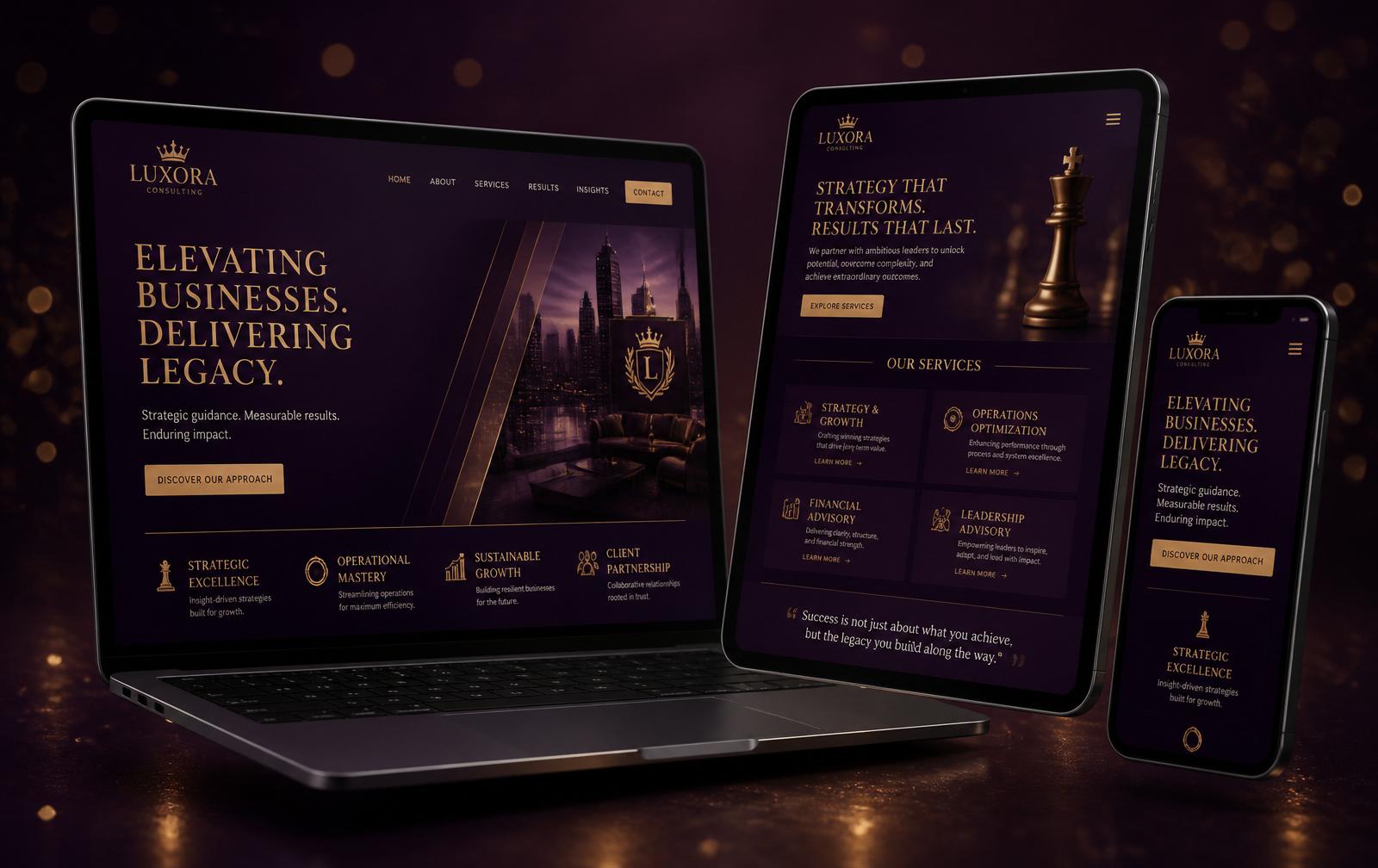Small business website design shown on laptop, tablet, and phone — Durham, NC
